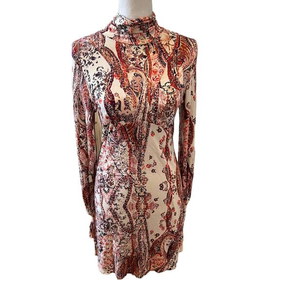 Free People All Dolled Up High Neck Long Sleeve Mini Dress M - Picture 2 of 11